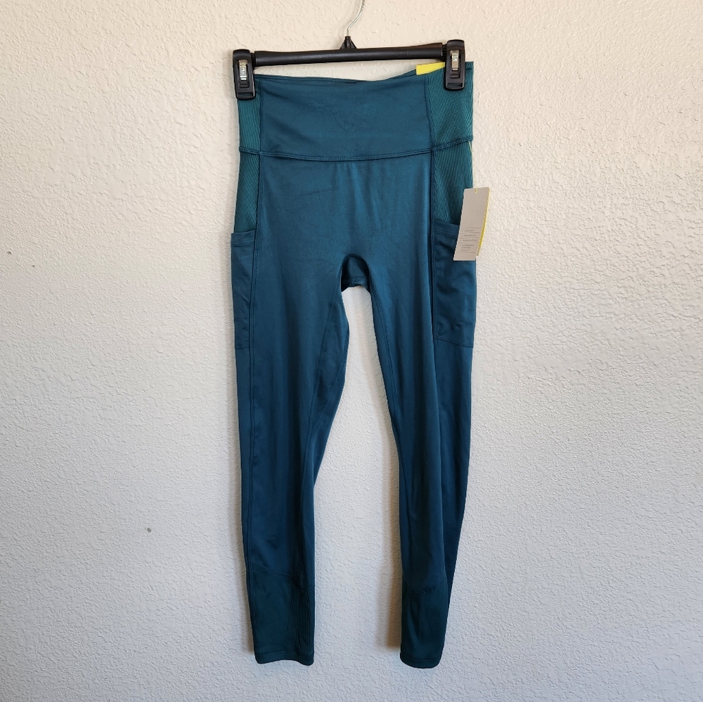 All in Motion High Rise 7/8 Vibrant Blue Contour Flex Ribbed Leggings